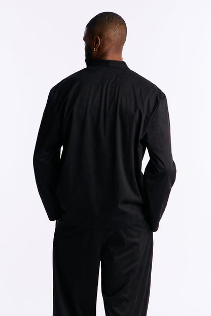 Relaxed New Money Suede Unlined Blazer - Black