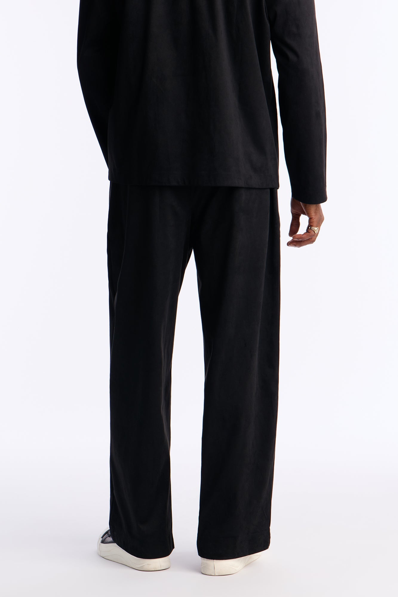 New Money Suede Pleated Trouser - Black