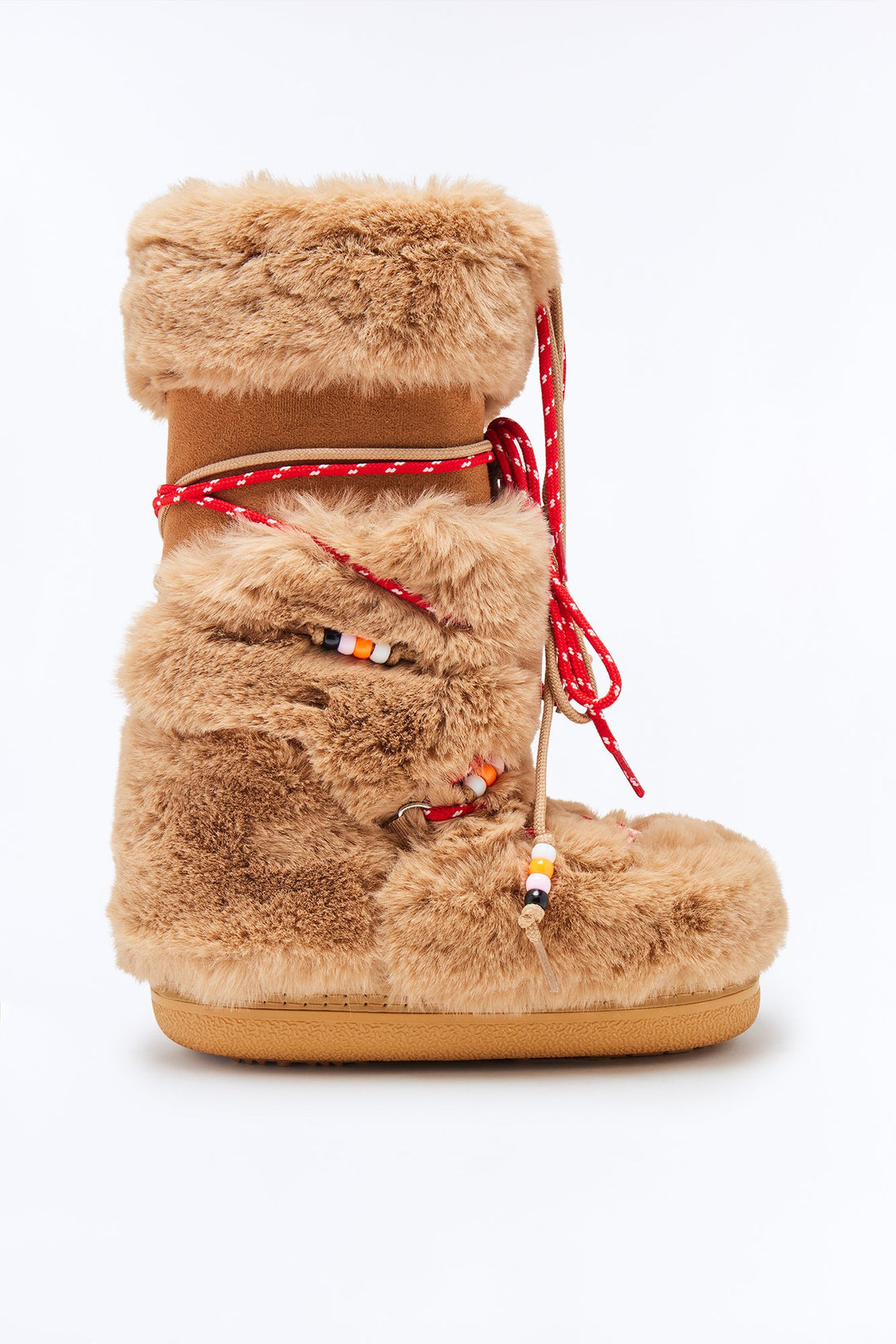 Mount Beaded Faux Fur Boots - Taupe