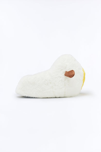 Scrambled Egg Plush Slippers - White