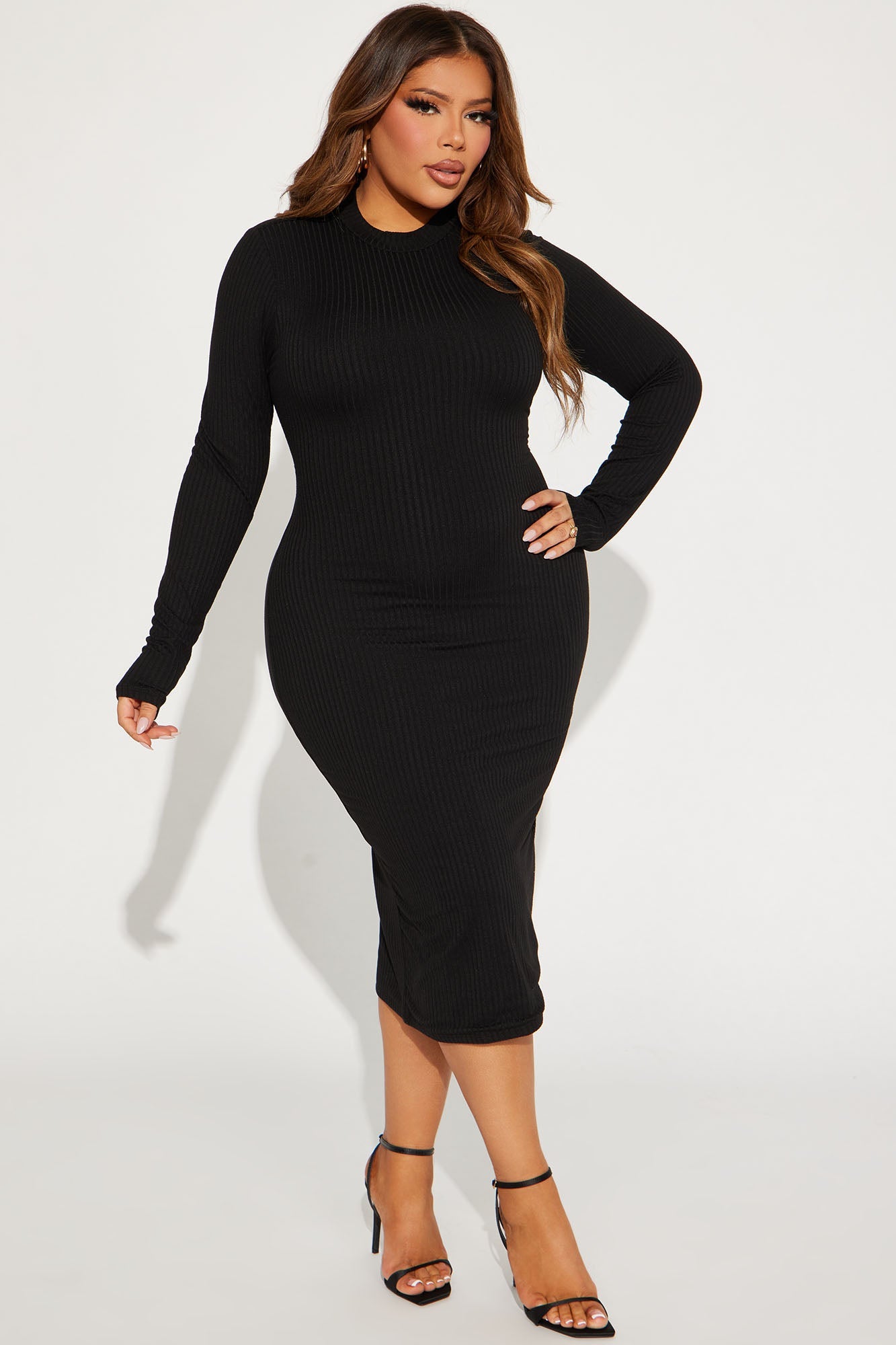 Caroline Double Lined Midi Dress - Black