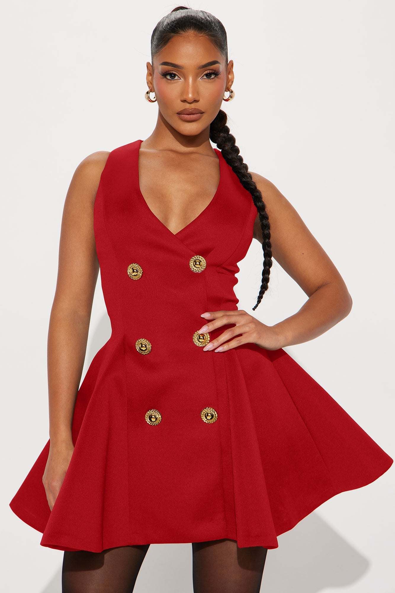 Queen Of Everything Pleated Mini Dress - Red