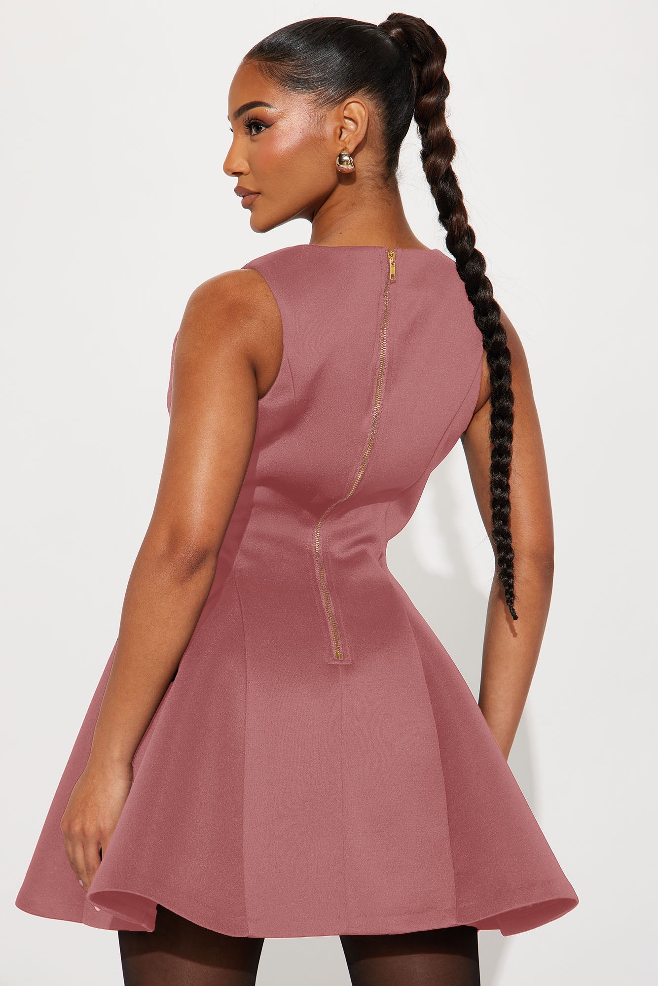 Queen Of Everything Pleated Mini Dress - Mauve