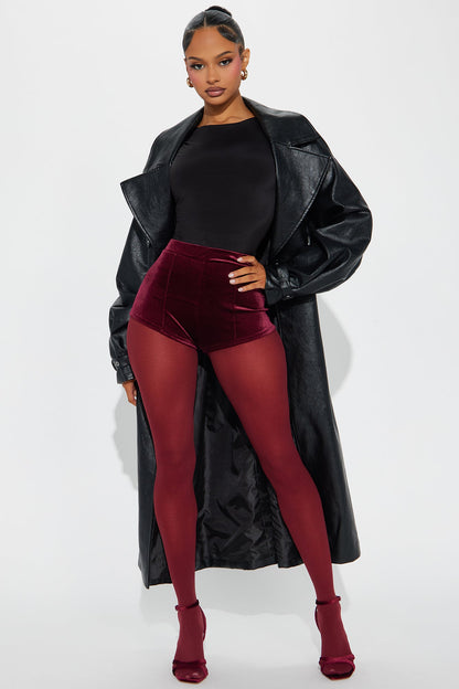 Girl Like Me Velvet Micro Short - Wine
