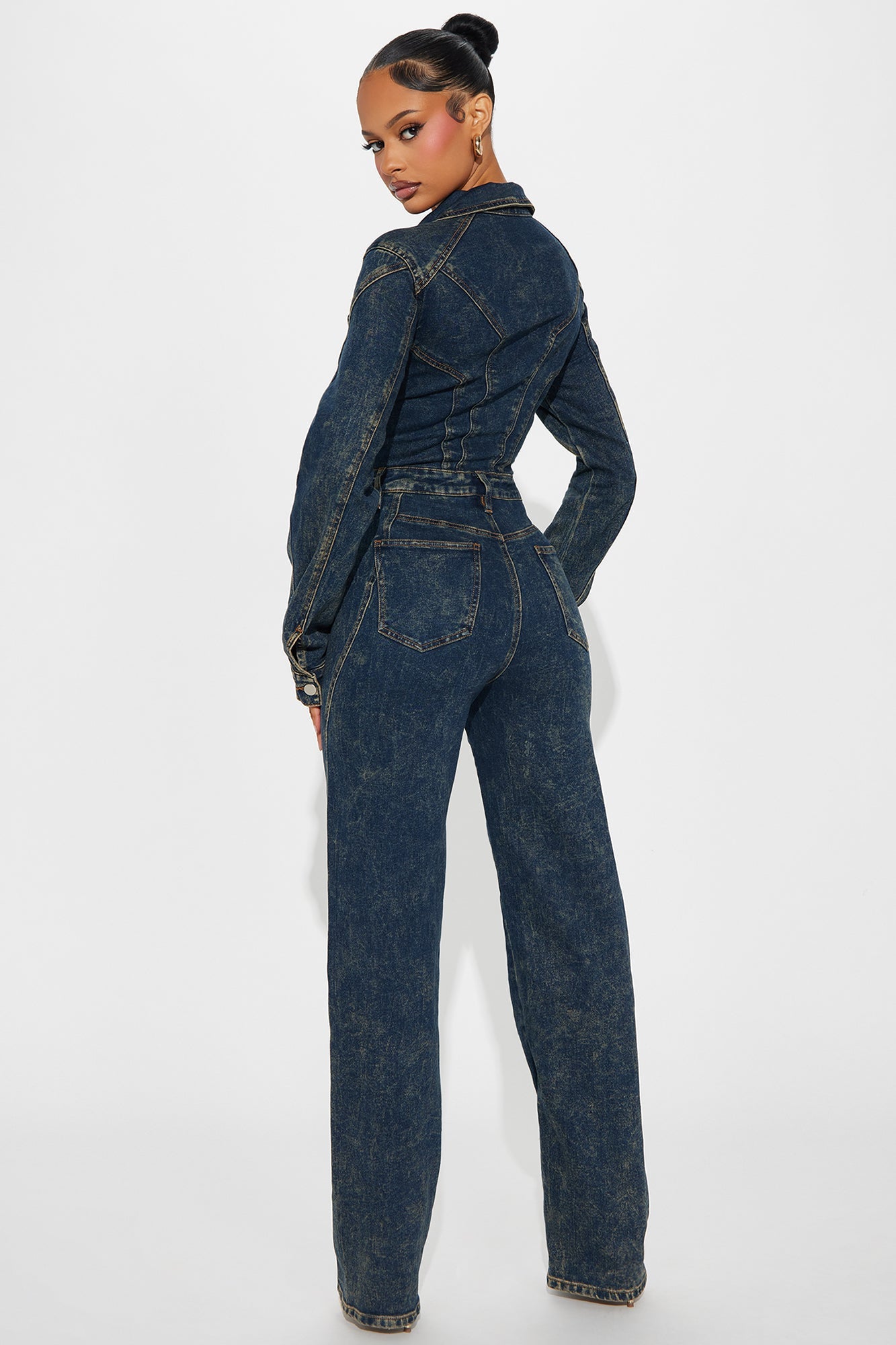 Downtown Vibe Denim Jumpsuit - Dark Wash