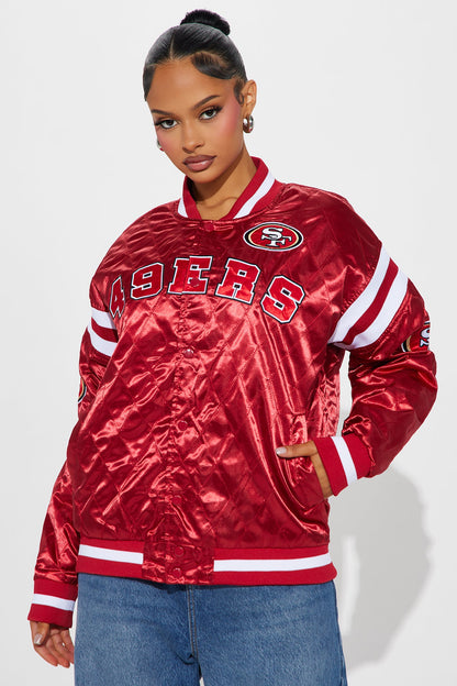 49ers Quilted Bomber Jacket - Red