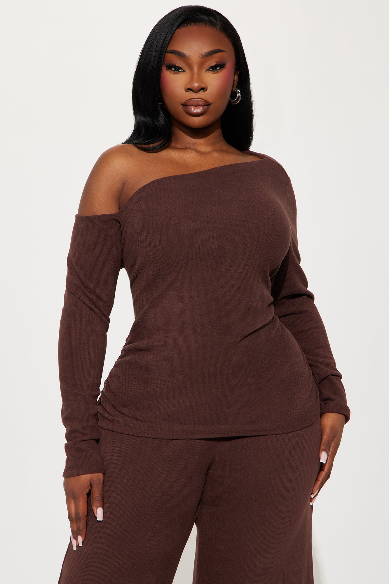 Maya Off Shoulder Pant Set - Brown