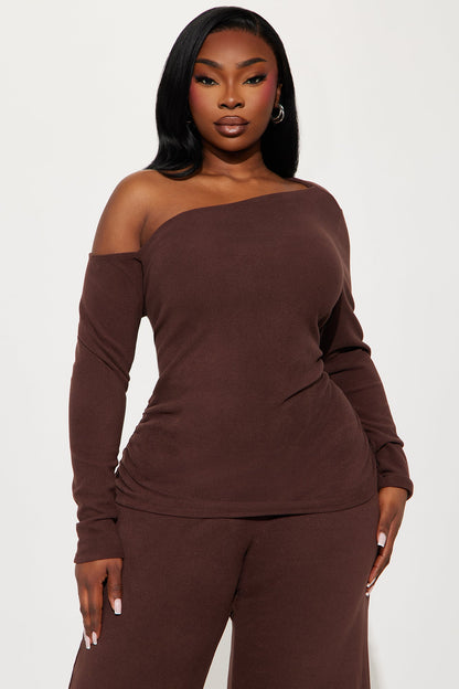 Maya Off Shoulder Pant Set - Brown