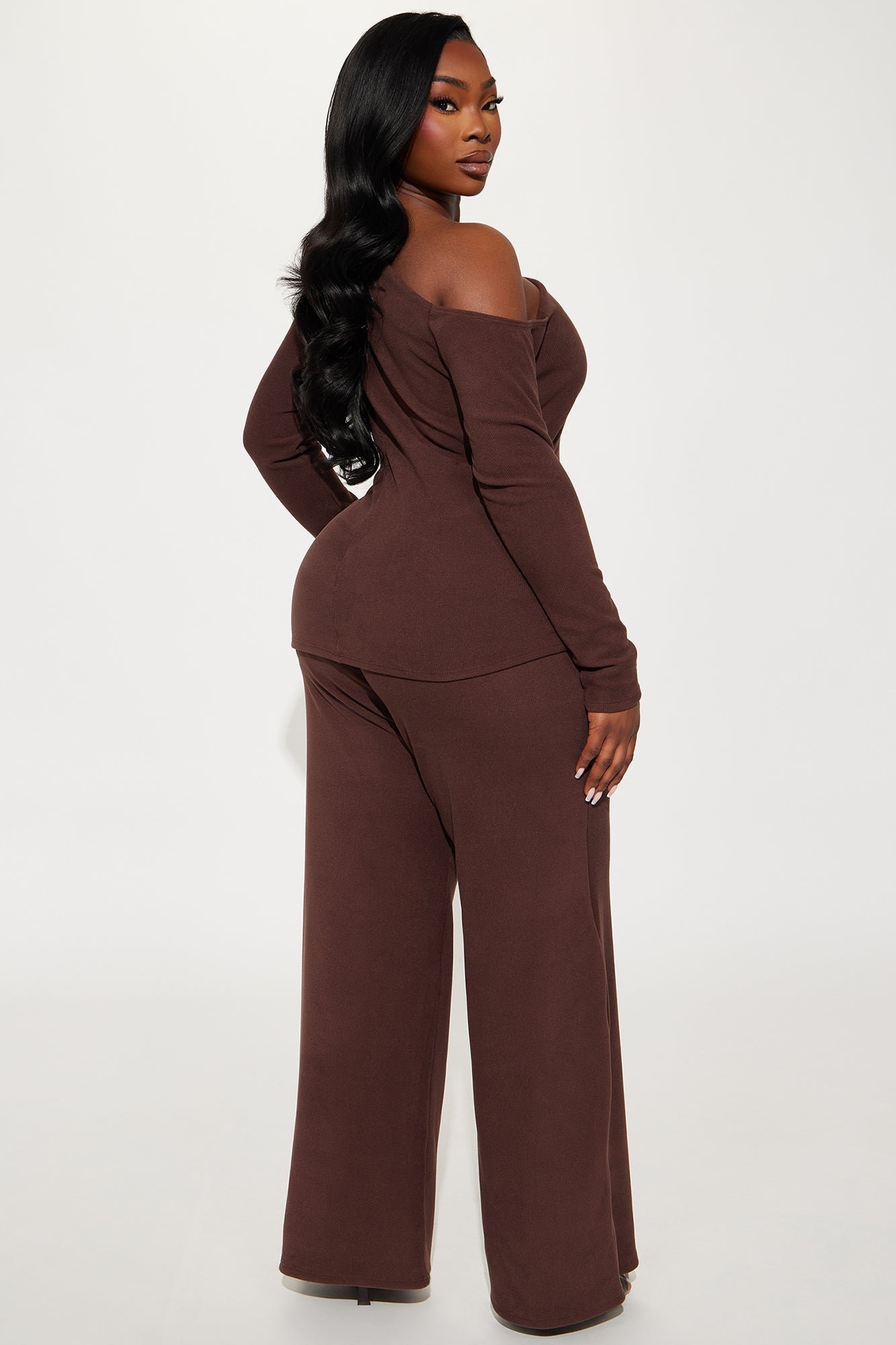 Maya Off Shoulder Pant Set - Brown
