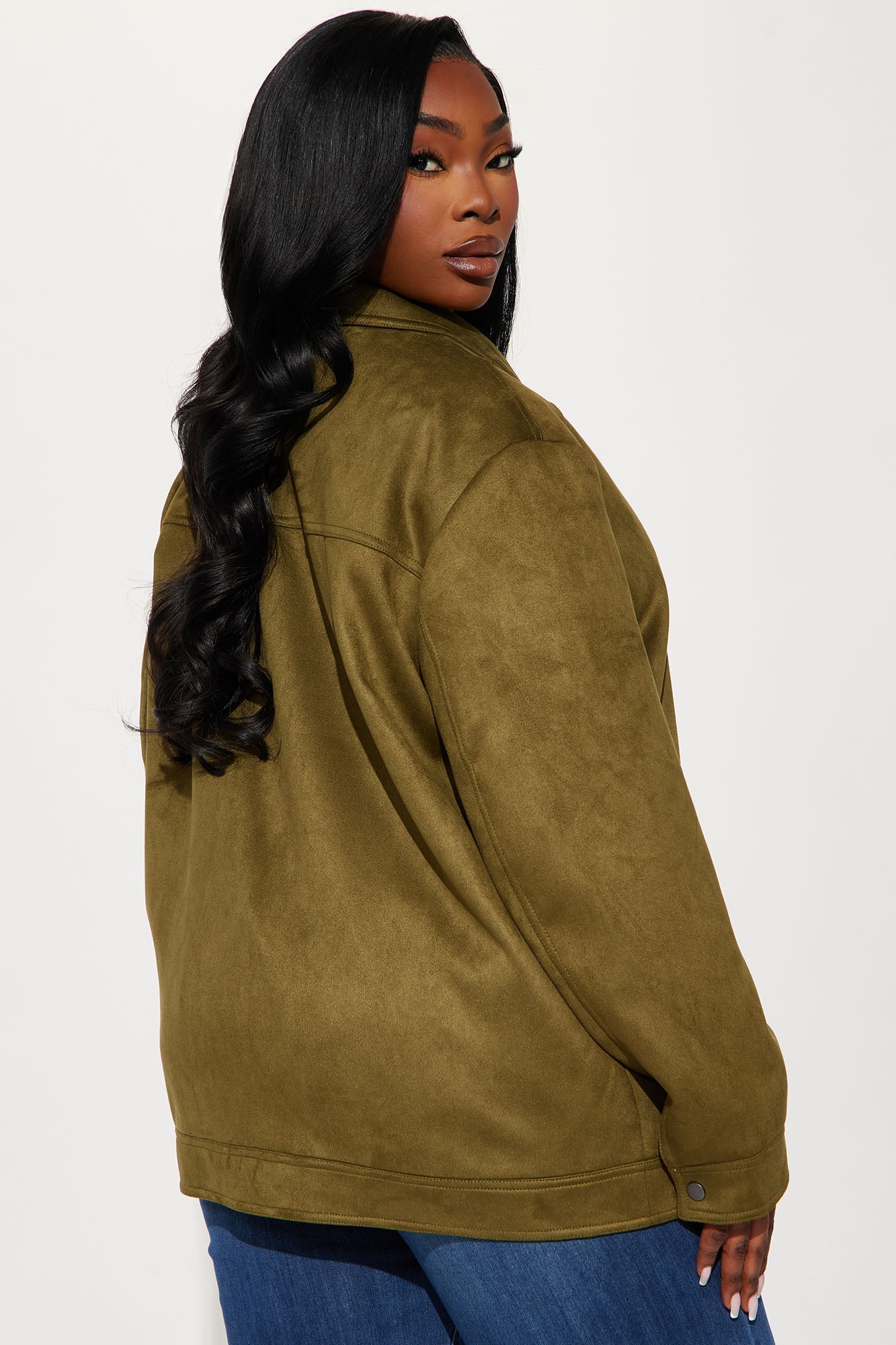 The Brielle Faux Suede Jacket - Olive