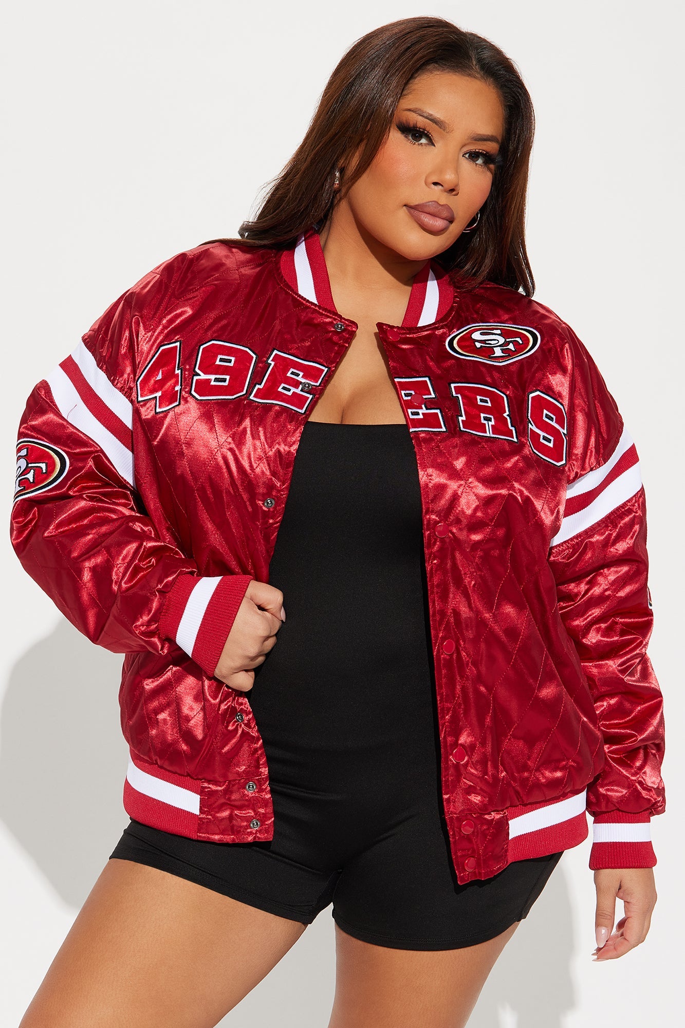 49ers Quilted Bomber Jacket - Red