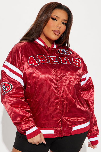 49ers Quilted Bomber Jacket - Red
