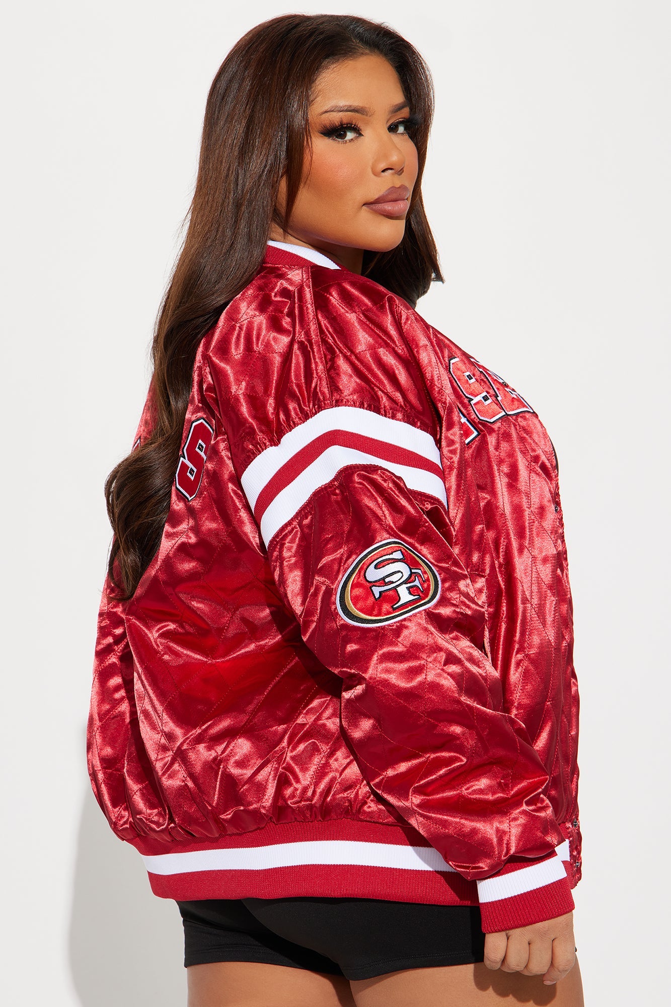 49ers Quilted Bomber Jacket - Red