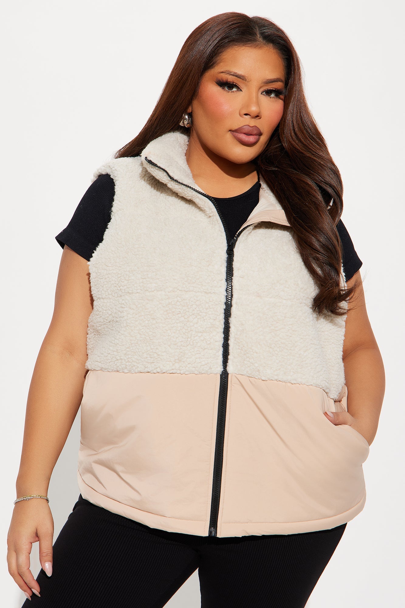 Find Me In The Clouds Sherpa Vest - Tan