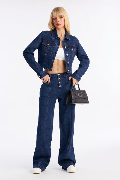 Lost In Love Stretch Denim Jacket - Dark Wash