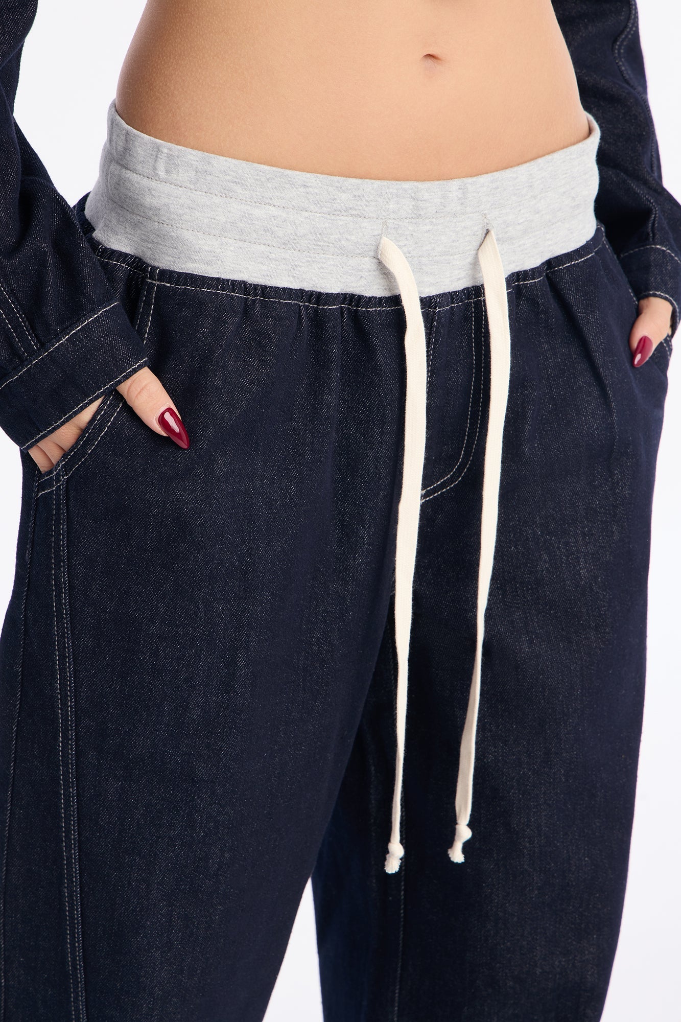 Sheffield Drawstring Baggy Jeans - Dark Denim