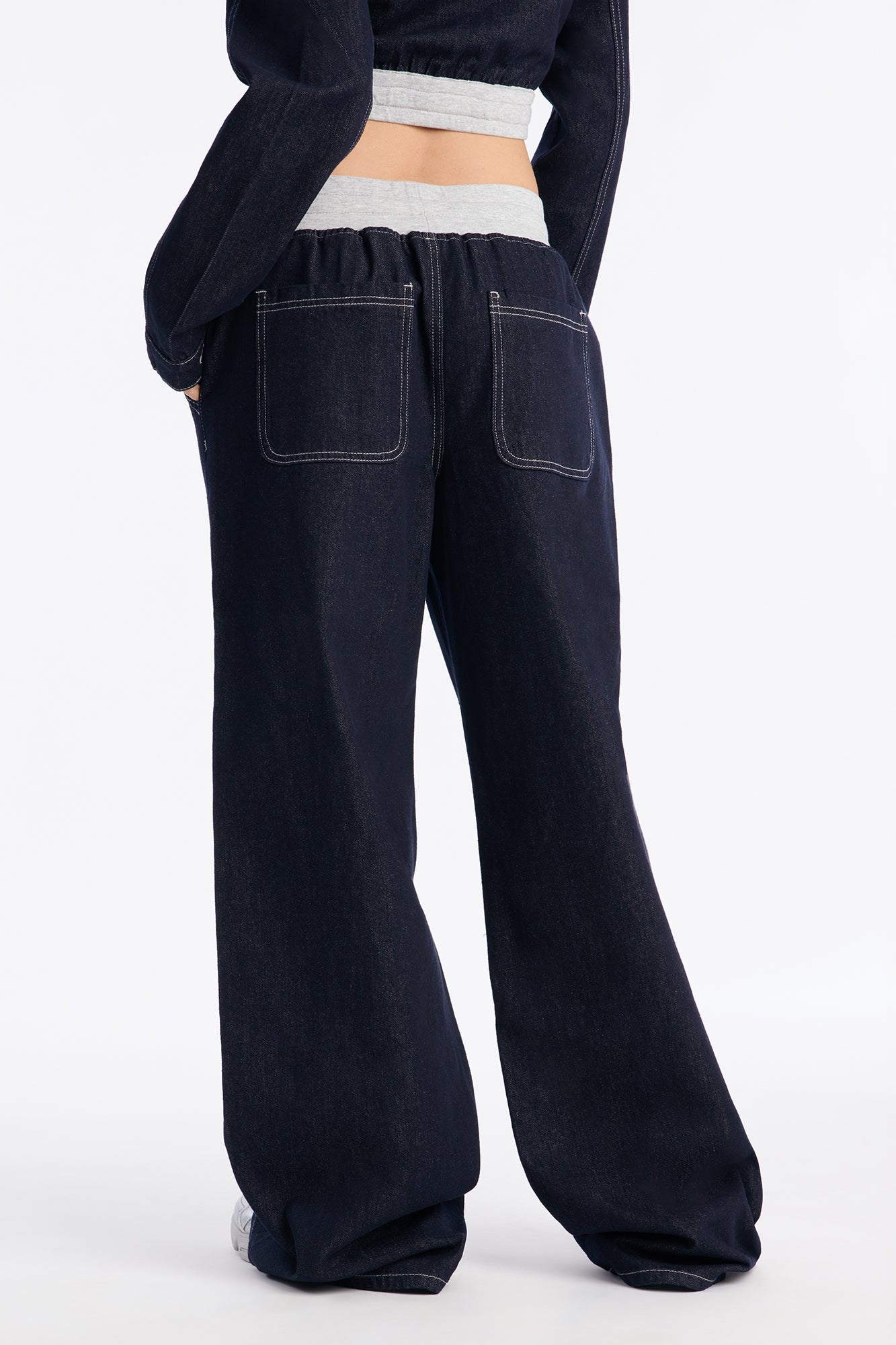 Sheffield Drawstring Baggy Jeans - Dark Denim