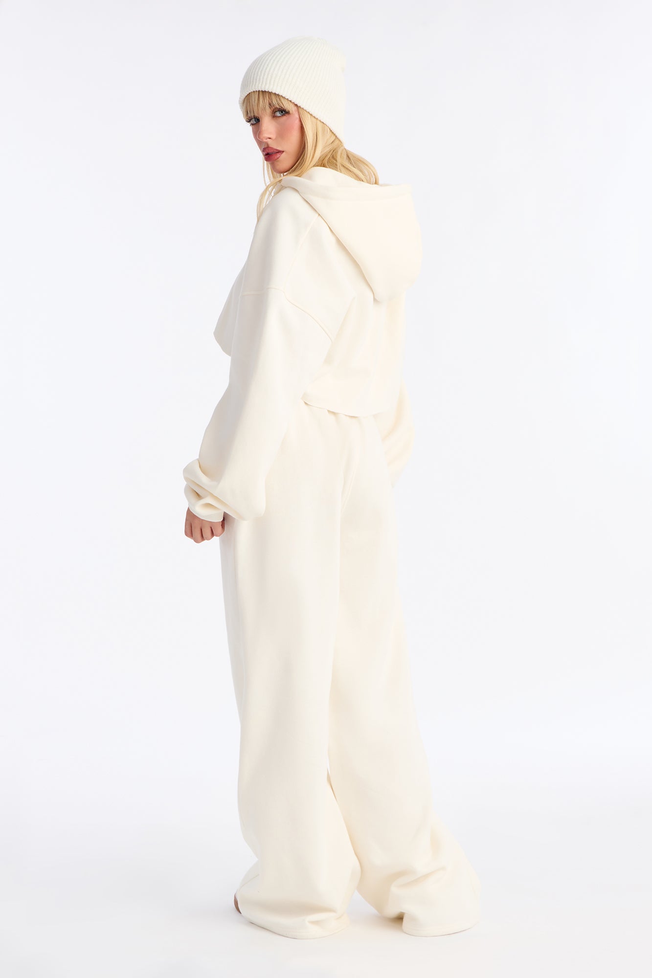 On The Go Fleece Pant Set - White