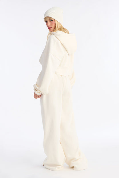 On The Go Fleece Pant Set - White