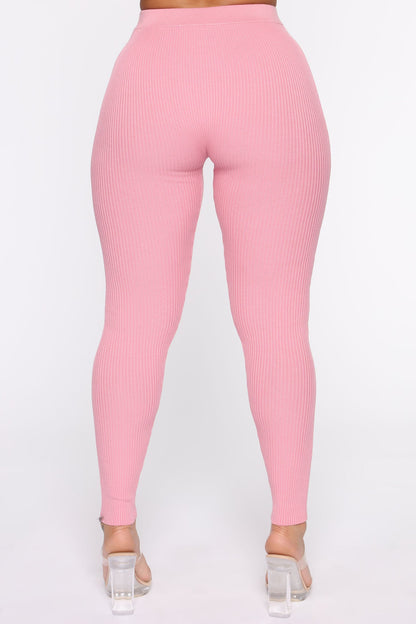 Wrong Way Sweater Pant Set - Pink