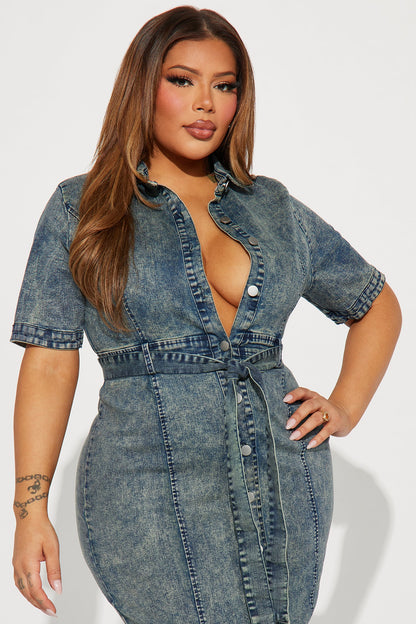 Kara Denim Maxi Dress - Blue
