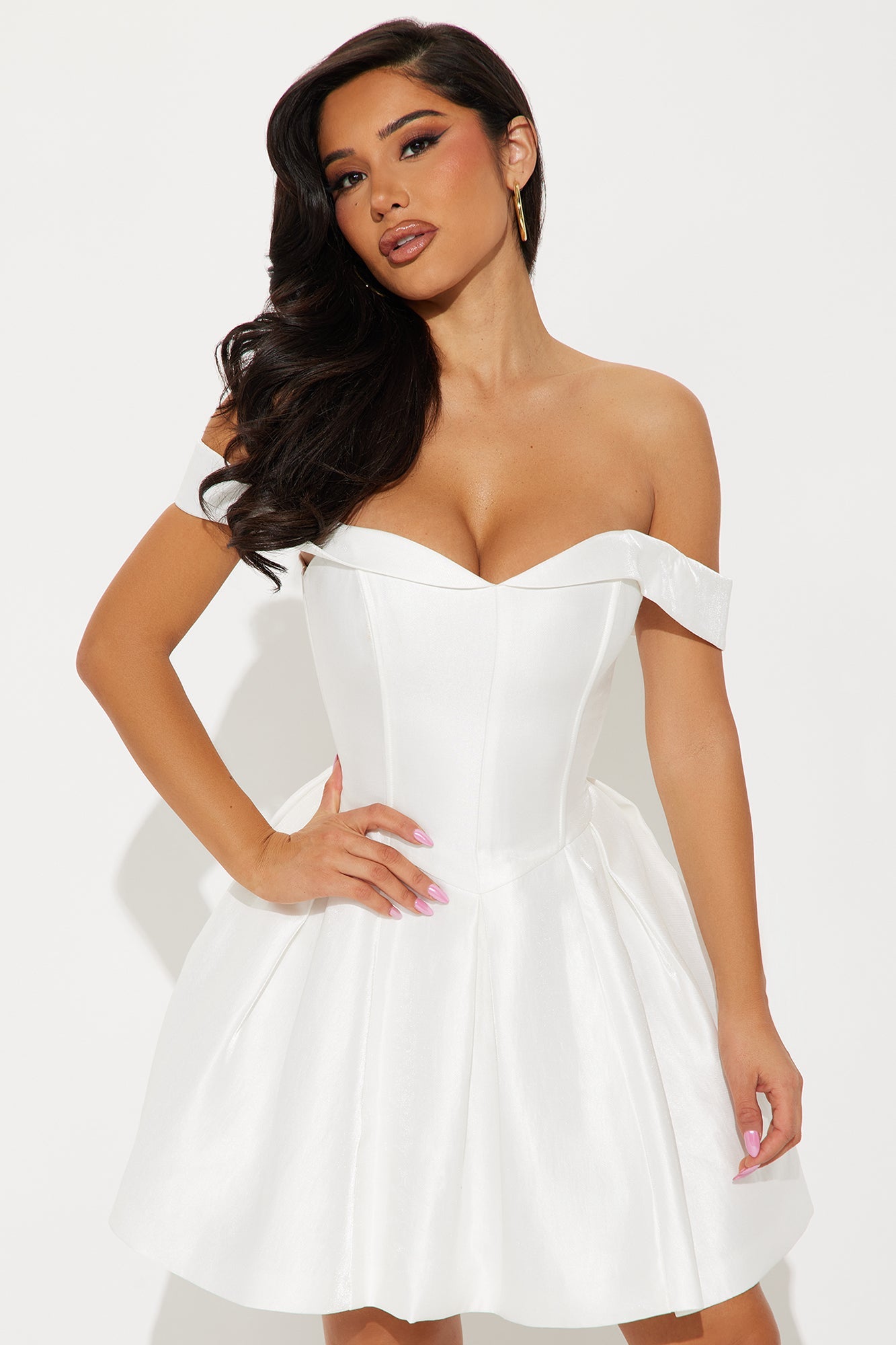 Royal Roulette Satin Mini Dress - White