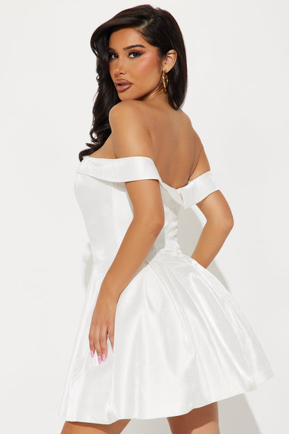 Royal Roulette Satin Mini Dress - White