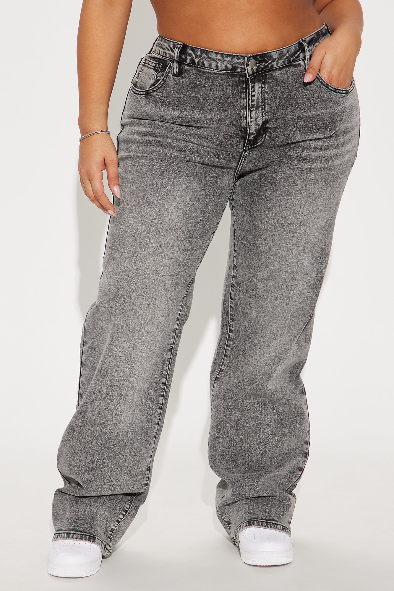 Vita Low Waist Stretch Baggy Jeans - Grey