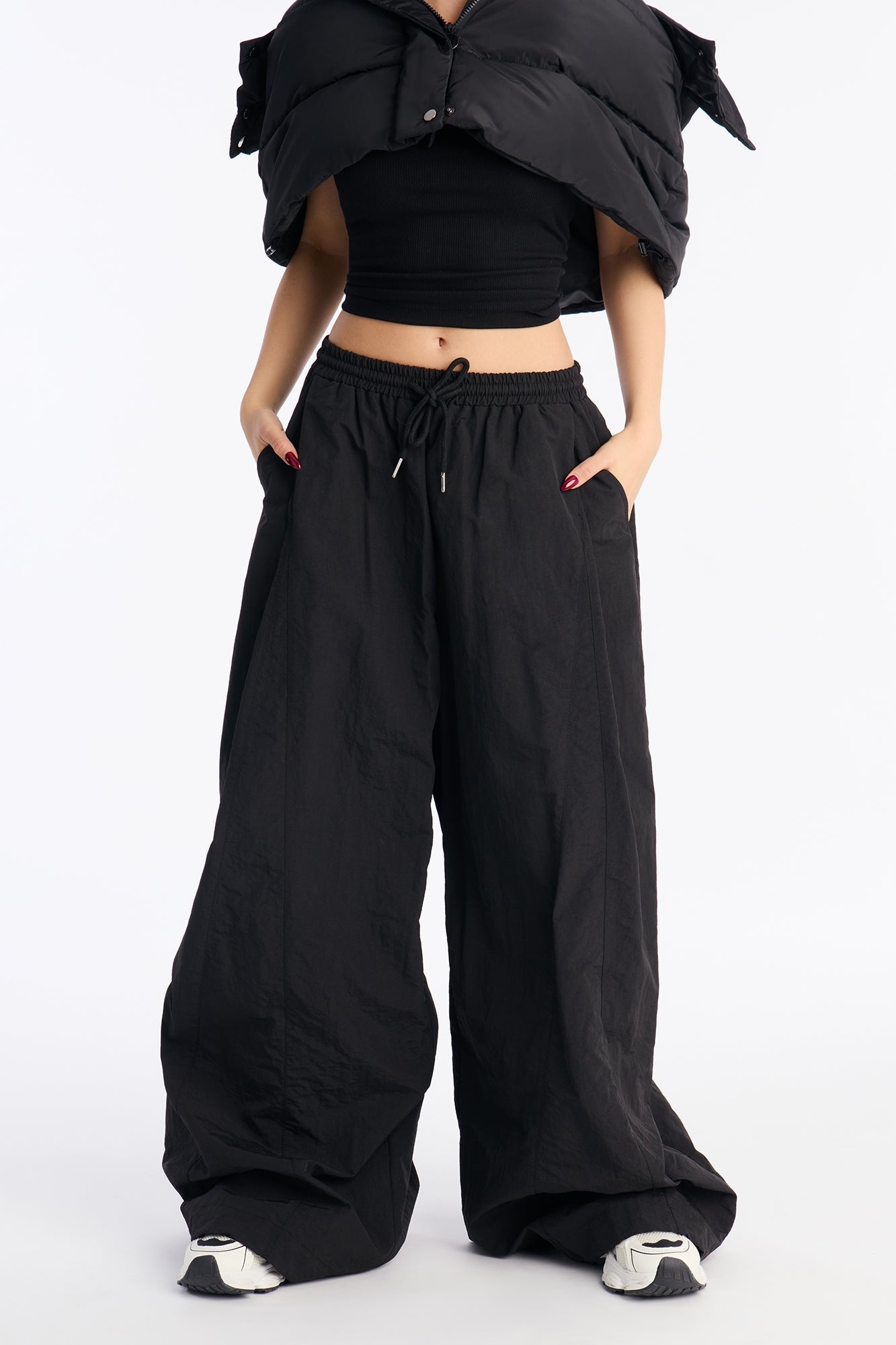 Static Energy Super Wide Leg Windbreaker Pant 33″ - Black
