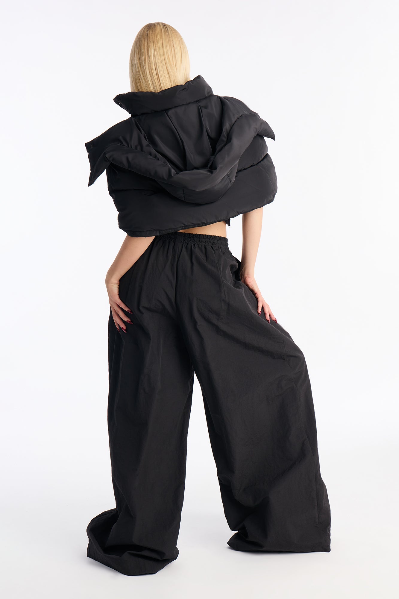 Static Energy Super Wide Leg Windbreaker Pant 33″ - Black