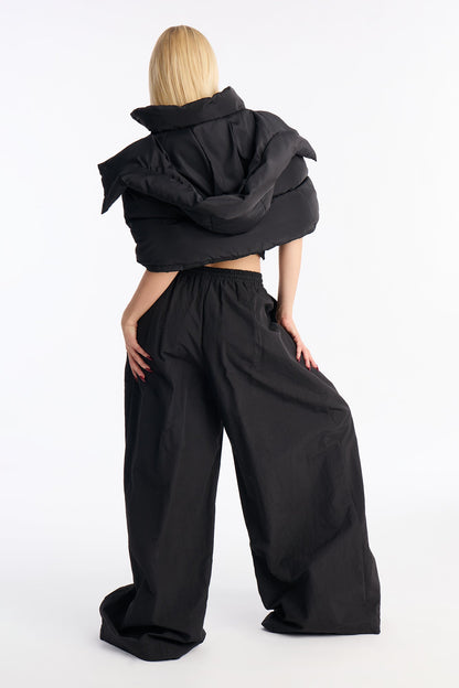 Static Energy Super Wide Leg Windbreaker Pant 33″ - Black