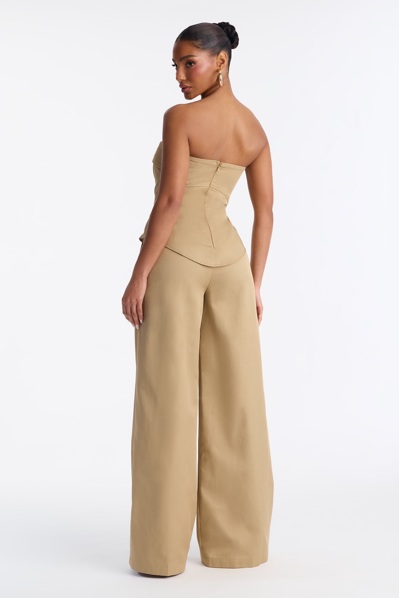 Celia Buckle Wide Leg Jumpsuit - Khaki