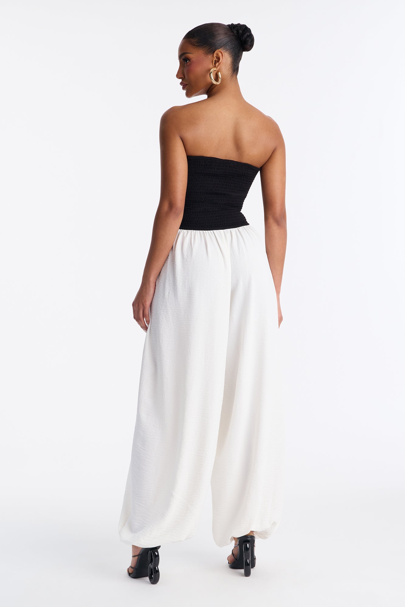 Megan Contrast Trim Balloon Wide Leg Jumpsuit - Black