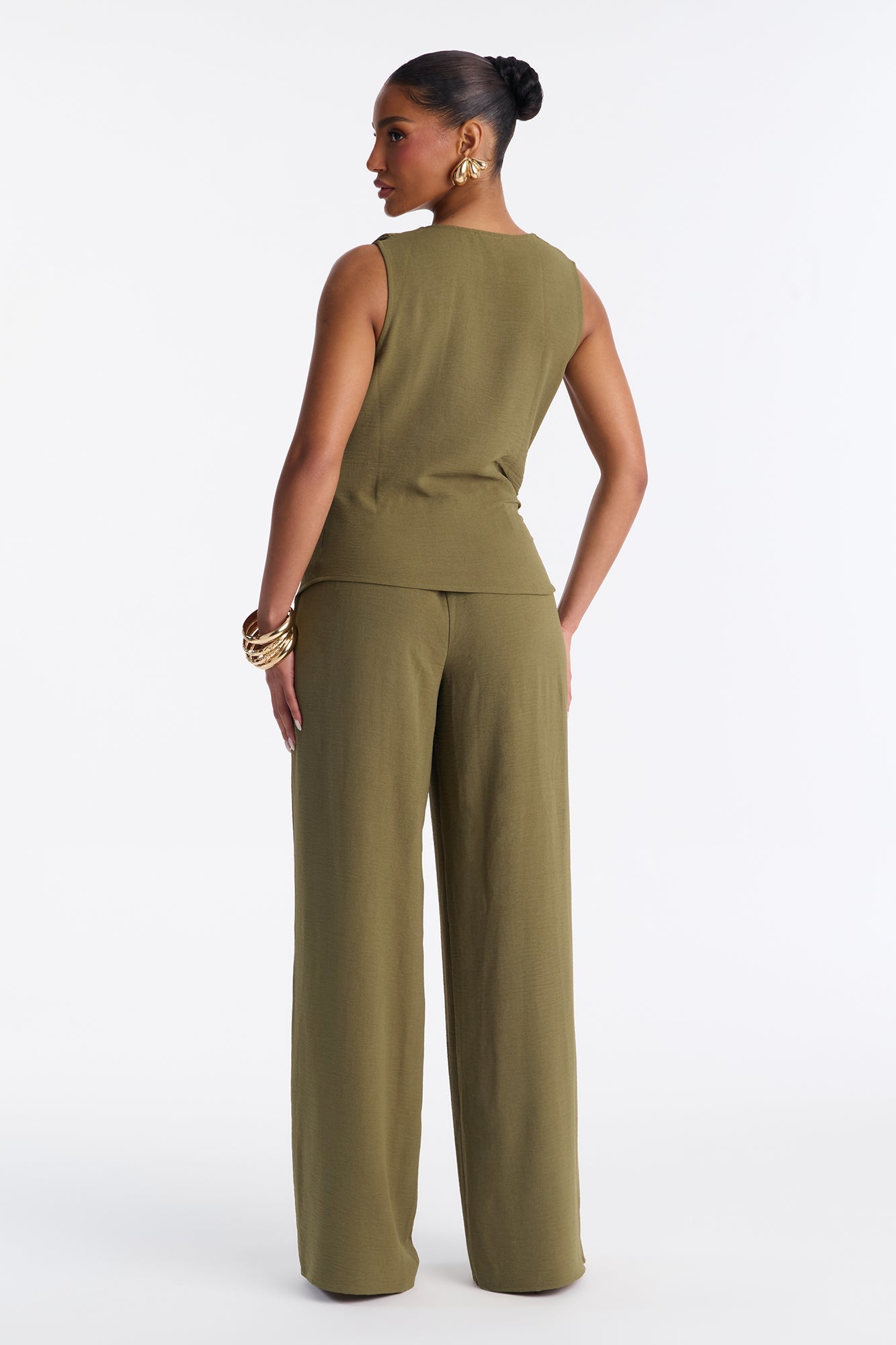 Danielle Off Shoulder Pant Set - Olive