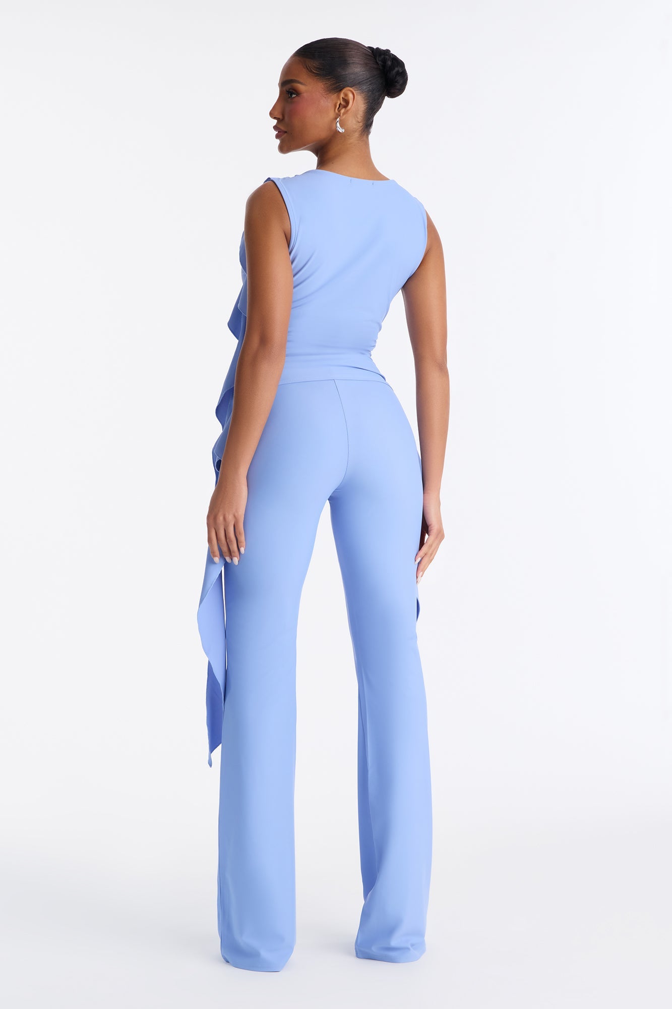 Ivy Ruffle Flare Pant Set - Blue