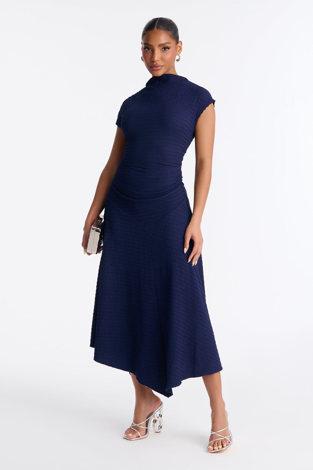 Kalina Textured Midi Dress - Navy