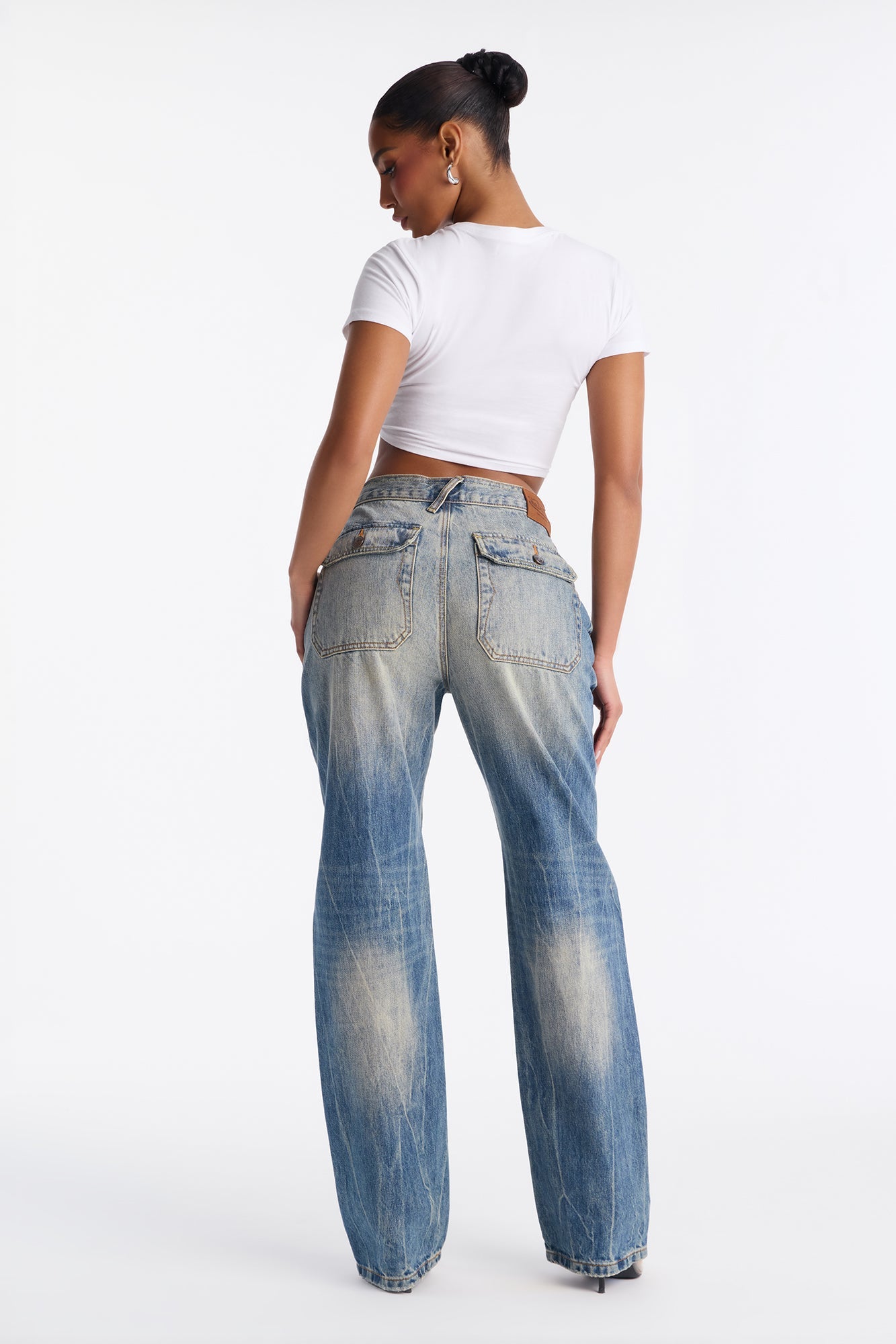 Von Dutch Low Slung Straight Leg Jeans - Vintage Wash