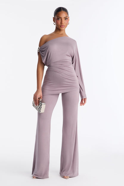 Best Decision One Shoulder Pant Set - Grey