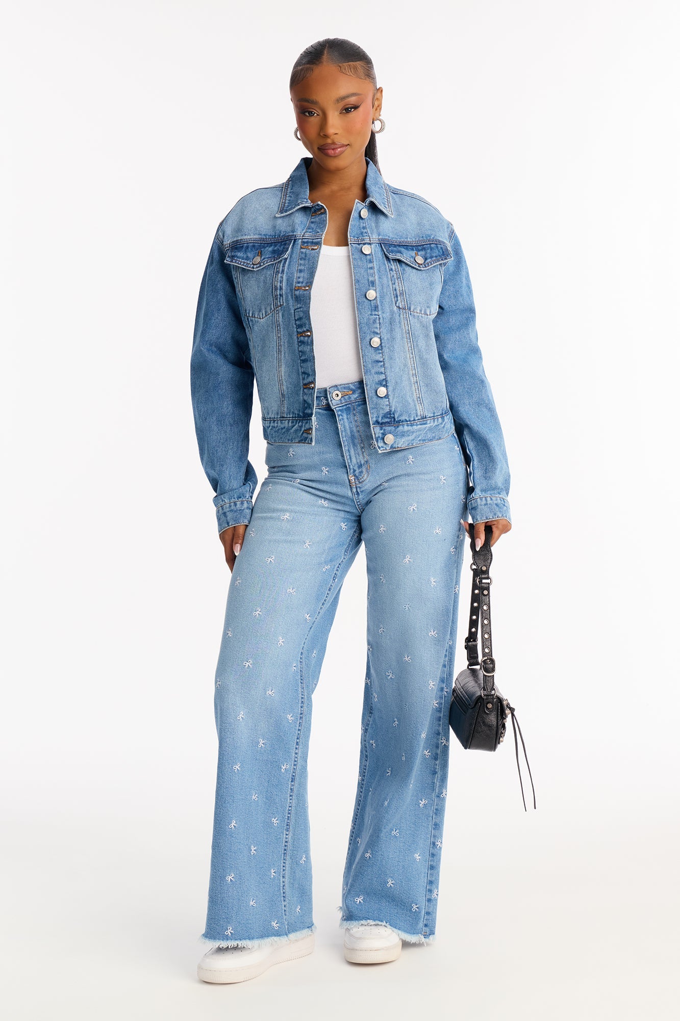 Lover Girl Denim Trucker Jacket - Medium Wash