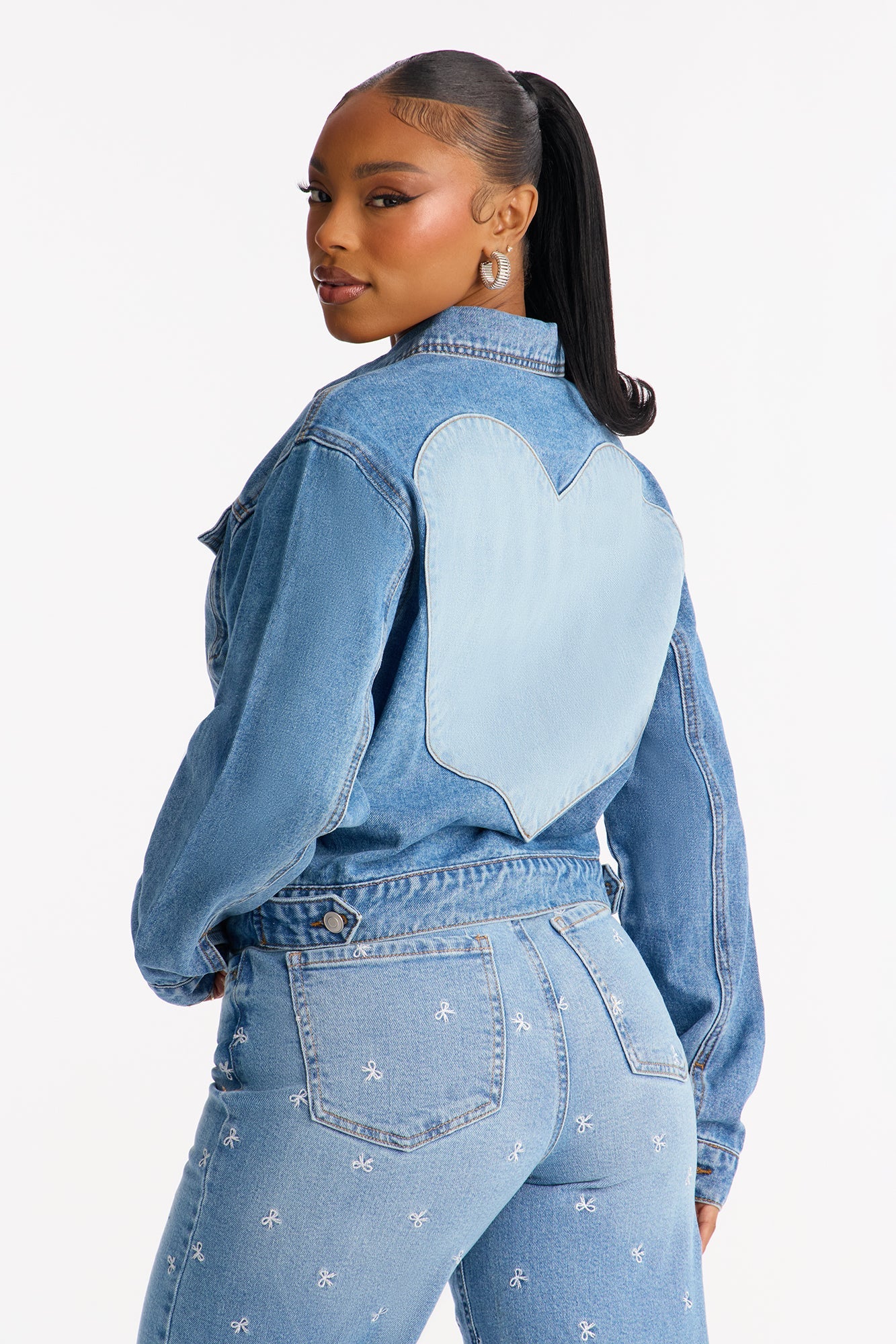 Lover Girl Denim Trucker Jacket - Medium Wash