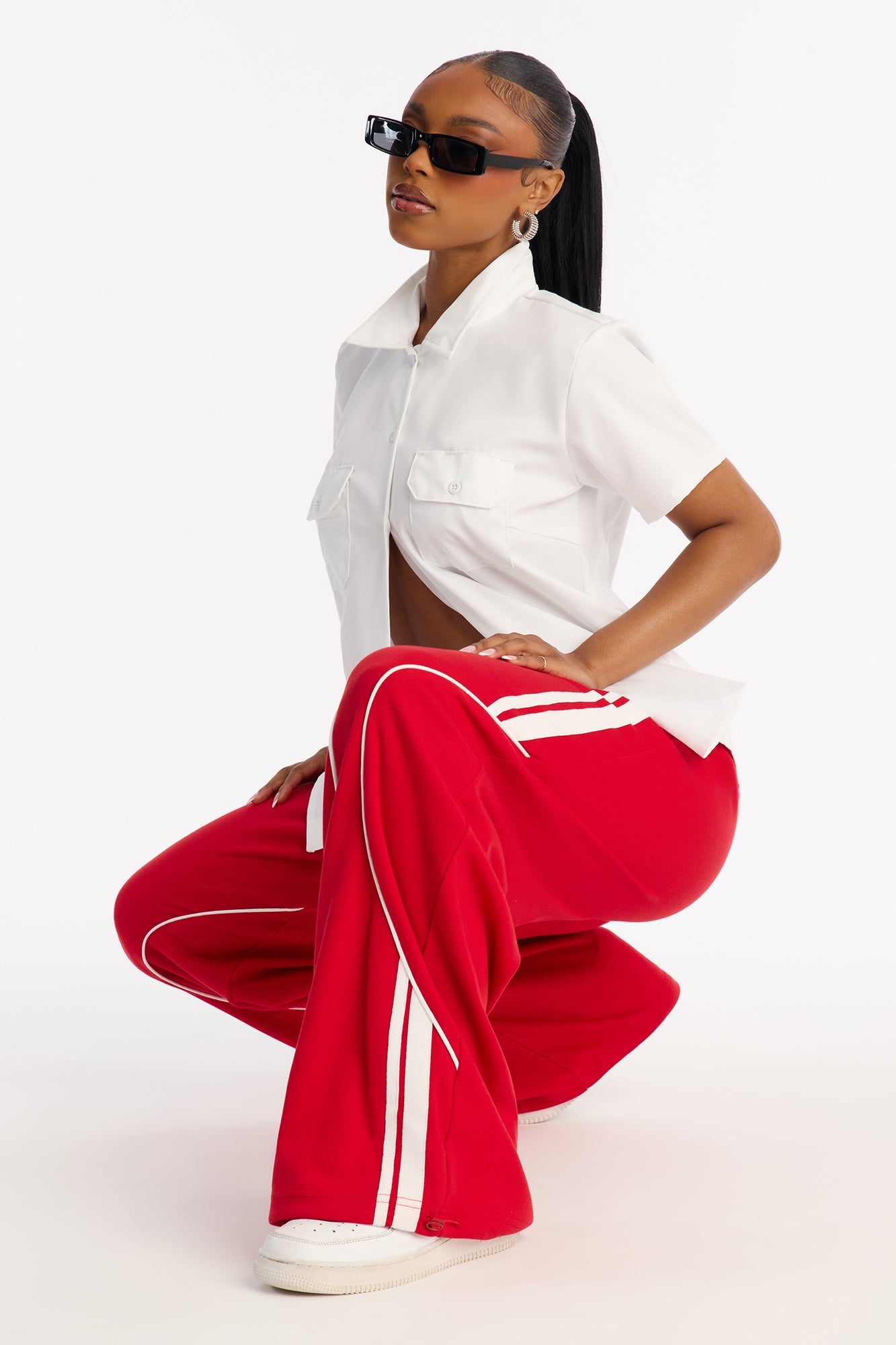 Jax Drawstring Wide Leg Pants 30″ - Red