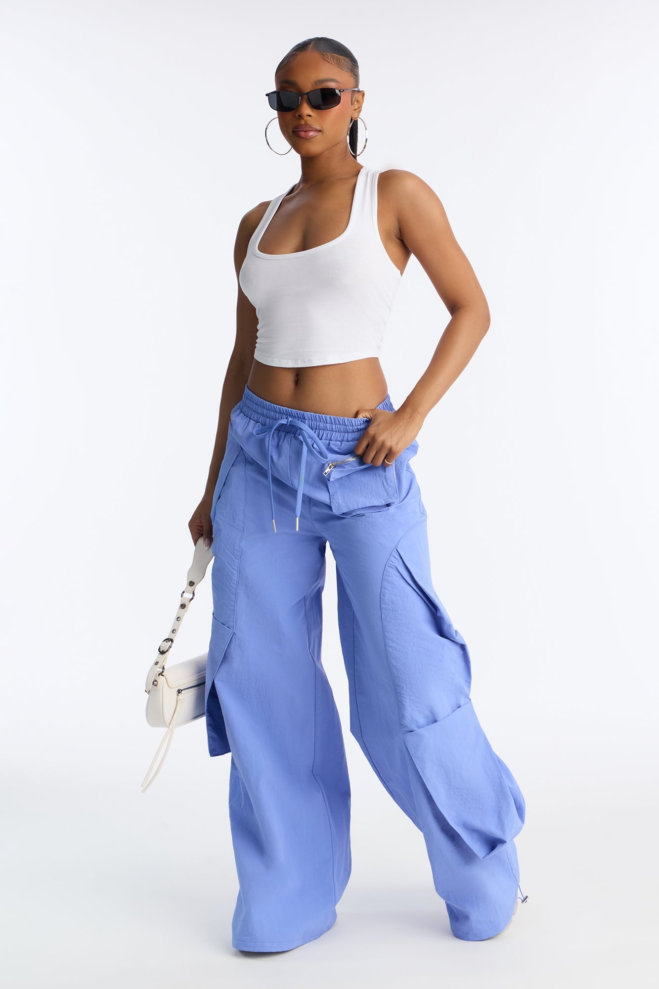 Mind Your Own Business Parachute Jogger - Periwinkle