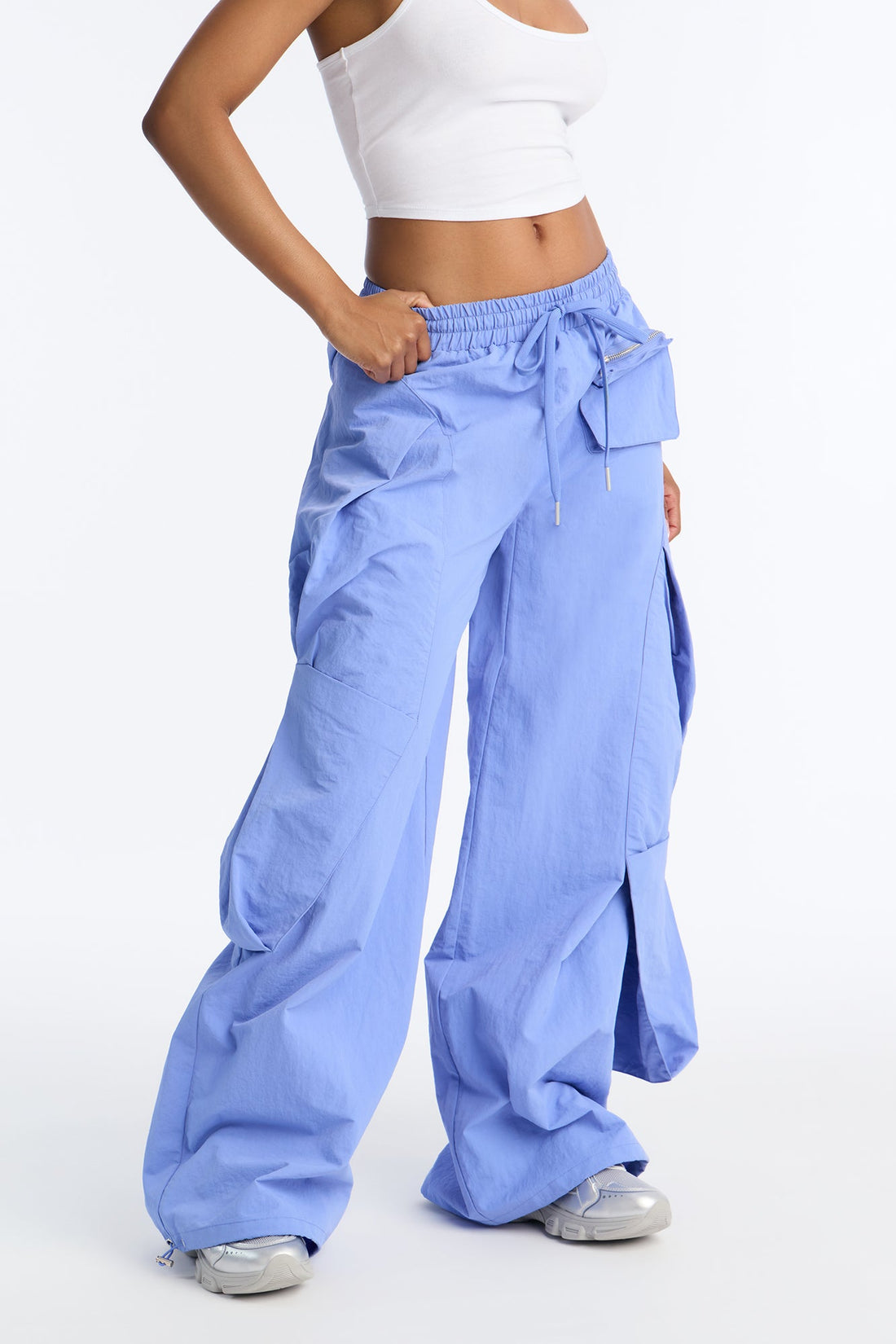Mind Your Own Business Parachute Jogger - Periwinkle