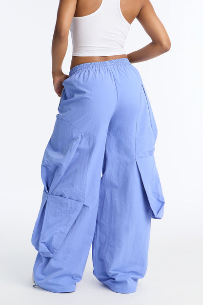 Mind Your Own Business Parachute Jogger - Periwinkle