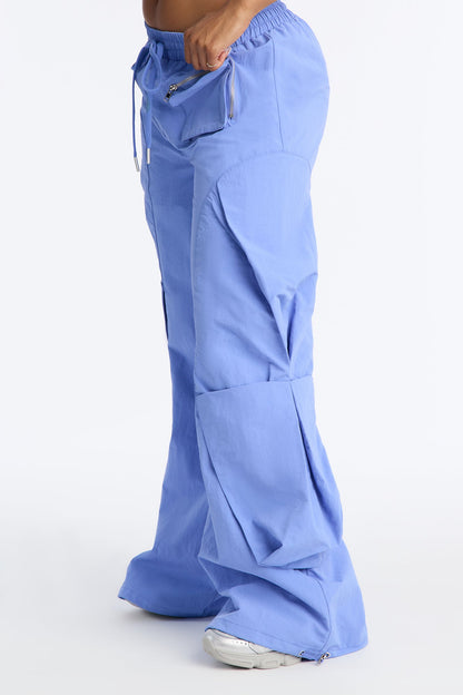 Mind Your Own Business Parachute Jogger - Periwinkle