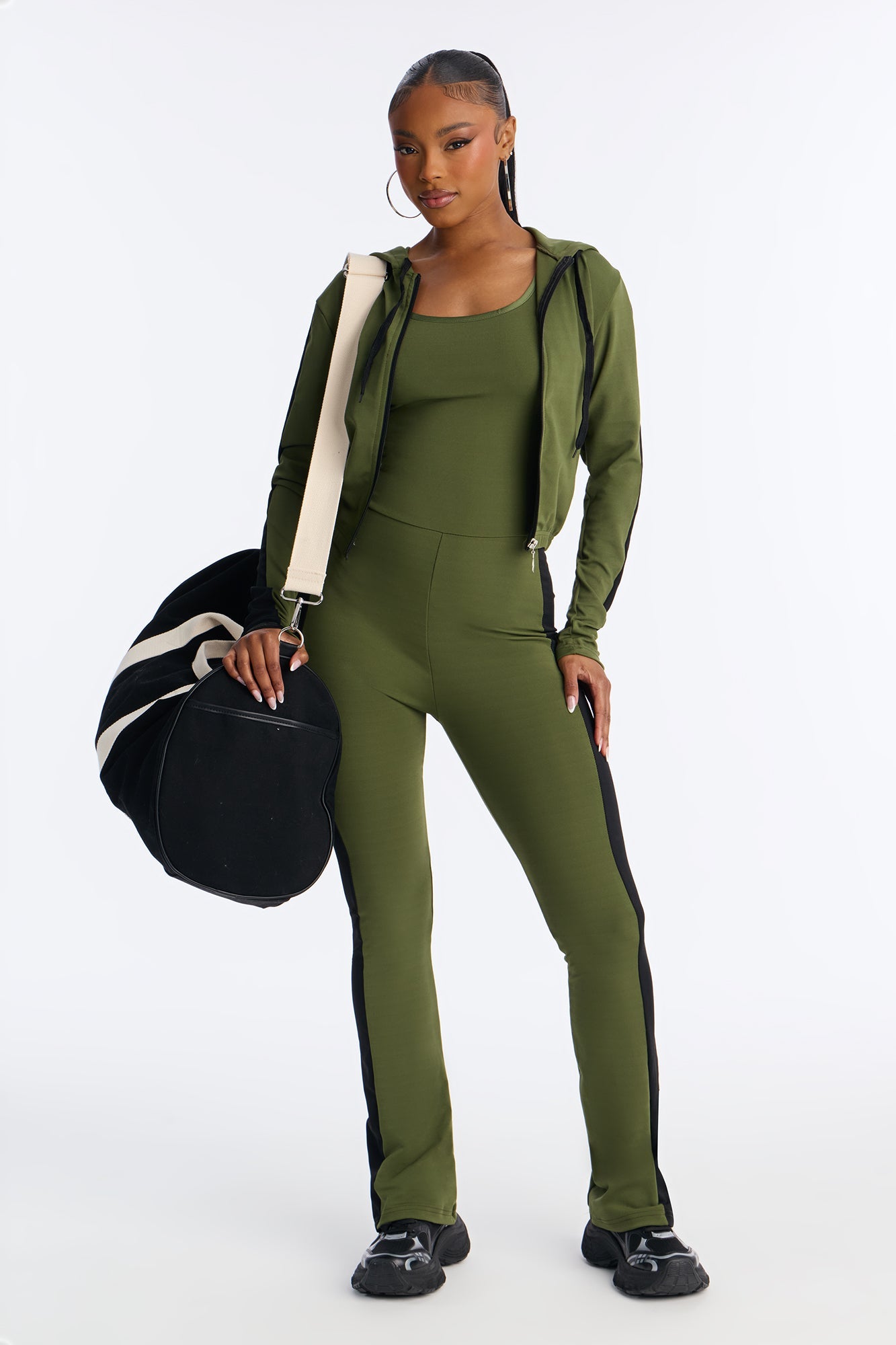 Your Everyday Seamless 2 Piece Jumpsuit Set - Olive
