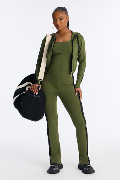 Your Everyday Seamless 2 Piece Jumpsuit Set - Olive