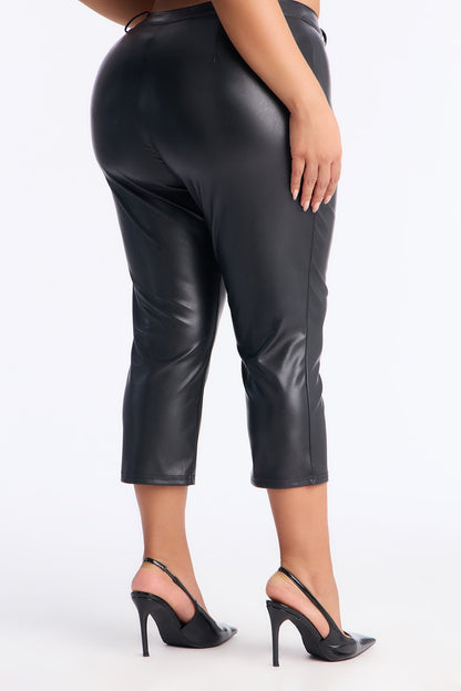 Marinna Faux Leather Capri Pant - Black
