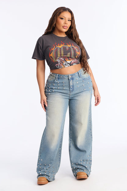 The Front Runner Studded Tinted Jeans - Vintage Wash