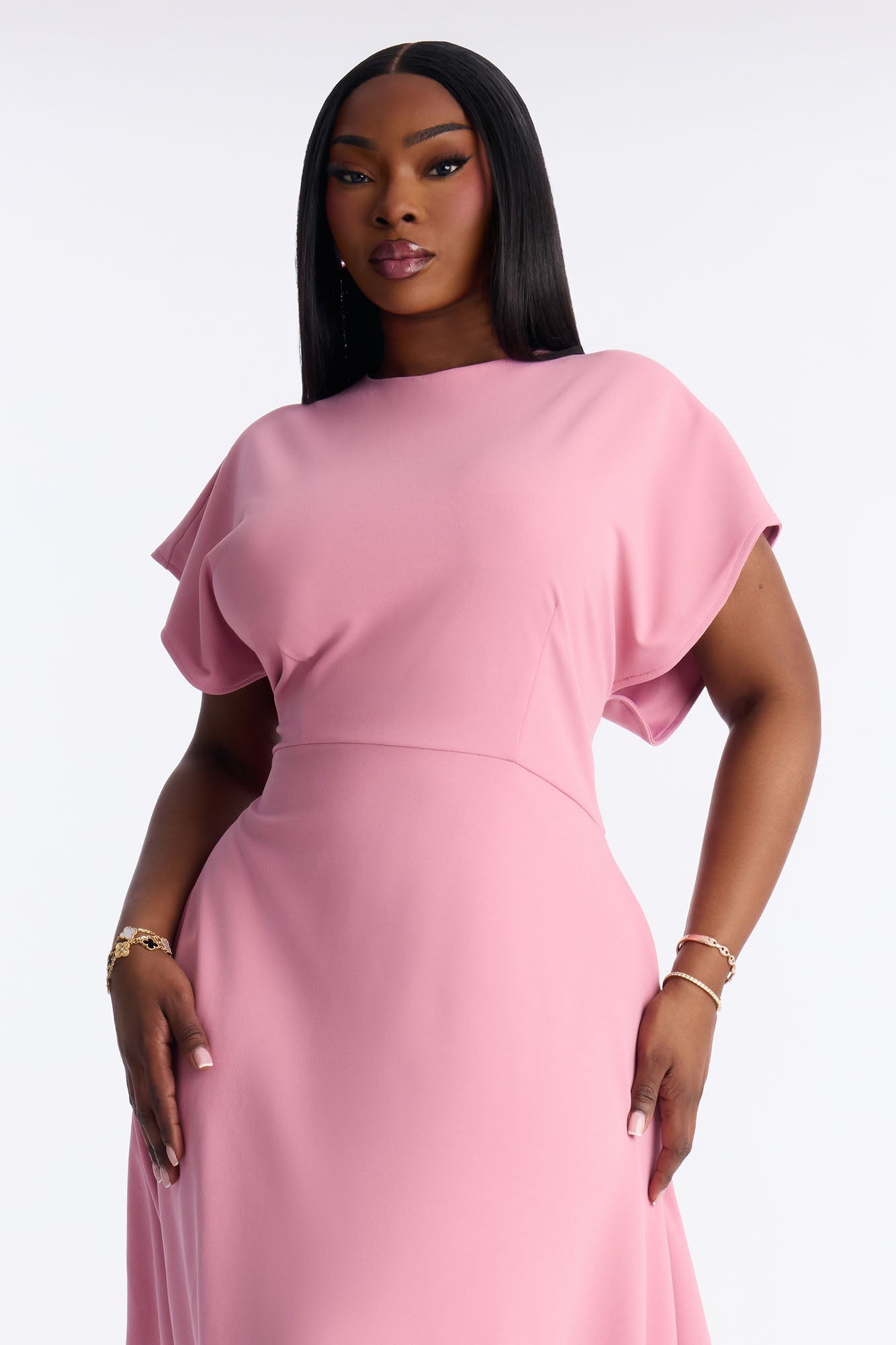 Emerie A Line Midi Dress - Mauve
